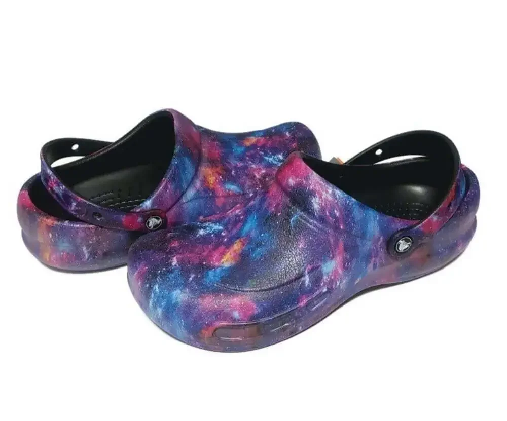 Crocs Bistro Work Graphic Clogs Mens 12 Galaxy Space Slip Resistant Work Shoes